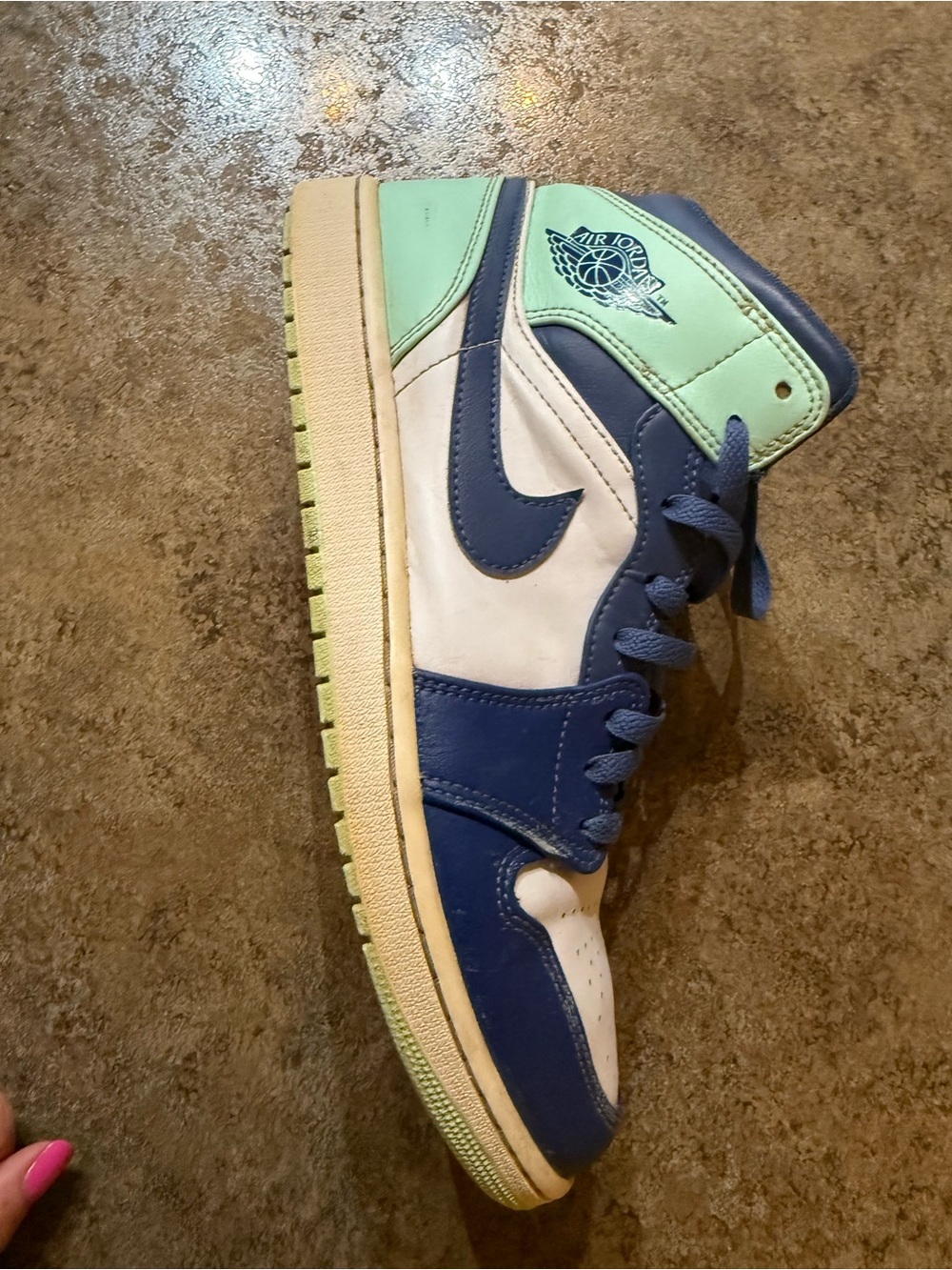 Nike Air Jordan 1 Mid Blue White Mint Green - Picture 7 of 12